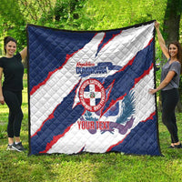 Custom Dominican Republic Football Quilt Los Quisqueyanos Crack Style