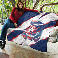 Custom Dominican Republic Football Quilt Los Quisqueyanos Crack Style