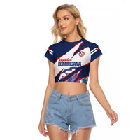 Custom Dominican Republic Football Raglan Cropped T Shirt Los Quisqueyanos Crack Style