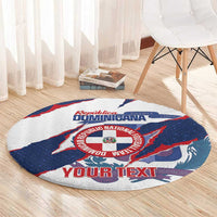Custom Dominican Republic Football Round Carpet Los Quisqueyanos Crack Style