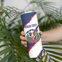 Custom Dominican Republic Football Skinny Tumbler Los Quisqueyanos Crack Style