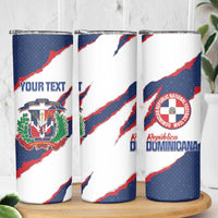 Custom Dominican Republic Football Skinny Tumbler Los Quisqueyanos Crack Style
