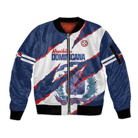 Custom Dominican Republic Football Sleeve Zip Bomber Jacket Los Quisqueyanos Crack Style