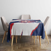 Custom Dominican Republic Football Tablecloth Los Quisqueyanos Crack Style