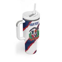 Custom Dominican Republic Football Tumbler With Handle Los Quisqueyanos Crack Style