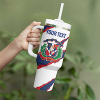 Custom Dominican Republic Football Tumbler With Handle Los Quisqueyanos Crack Style
