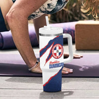 Custom Dominican Republic Football Tumbler With Handle Los Quisqueyanos Crack Style