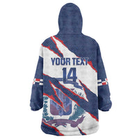 Custom Dominican Republic Football Wearable Blanket Hoodie Los Quisqueyanos Crack Style