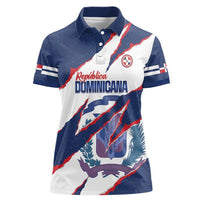 Custom Dominican Republic Football Women Polo Shirt Los Quisqueyanos Crack Style