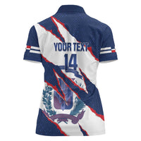 Custom Dominican Republic Football Women Polo Shirt Los Quisqueyanos Crack Style