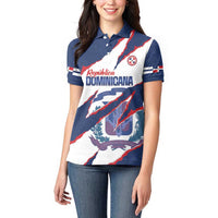 Custom Dominican Republic Football Women Polo Shirt Los Quisqueyanos Crack Style
