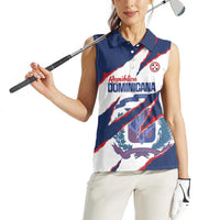 Custom Dominican Republic Football Women Sleeveless Polo Shirt Los Quisqueyanos Crack Style