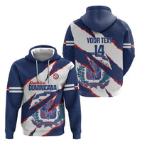Custom Dominican Republic Football Zip Hoodie Los Quisqueyanos Crack Style