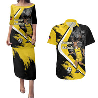 Custom Antigua and Barbuda Football Couples Matching Puletasi and Hawaiian Shirt Go Benna Boys Sporty Deer Mascot