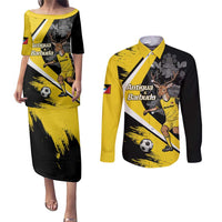 Custom Antigua and Barbuda Football Couples Matching Puletasi and Long Sleeve Button Shirt Go Benna Boys Sporty Deer Mascot