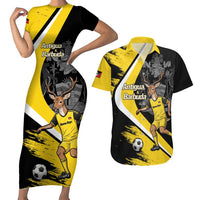 Custom Antigua and Barbuda Football Couples Matching Short Sleeve Bodycon Dress and Hawaiian Shirt Go Benna Boys Sporty Deer Mascot