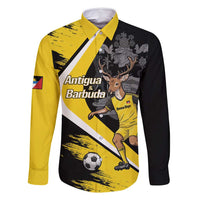 Custom Antigua and Barbuda Football Family Matching Long Sleeve Bodycon Dress and Hawaiian Shirt Go Benna Boys Sporty Deer Mascot