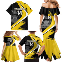 Custom Antigua and Barbuda Football Family Matching Mermaid Dress and Hawaiian Shirt Go Benna Boys Sporty Deer Mascot