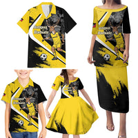 Custom Antigua and Barbuda Football Family Matching Puletasi and Hawaiian Shirt Go Benna Boys Sporty Deer Mascot