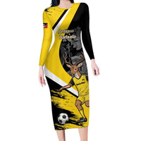Custom Antigua and Barbuda Football Long Sleeve Bodycon Dress Go Benna Boys Sporty Deer Mascot