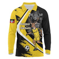 Custom Antigua and Barbuda Football Long Sleeve Polo Shirt Go Benna Boys Sporty Deer Mascot
