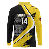 Custom Antigua and Barbuda Football Long Sleeve Polo Shirt Go Benna Boys Sporty Deer Mascot