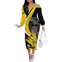 Custom Antigua and Barbuda Football Off The Shoulder Long Sleeve Dress Go Benna Boys Sporty Deer Mascot