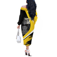 Custom Antigua and Barbuda Football Off The Shoulder Long Sleeve Dress Go Benna Boys Sporty Deer Mascot