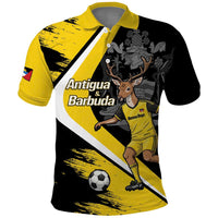 Custom Antigua and Barbuda Football Polo Shirt Go Benna Boys Sporty Deer Mascot