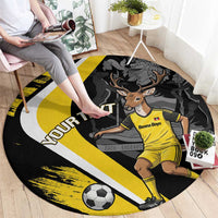 Custom Antigua and Barbuda Football Round Carpet Go Benna Boys Sporty Deer Mascot