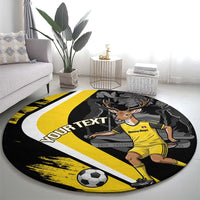 Custom Antigua and Barbuda Football Round Carpet Go Benna Boys Sporty Deer Mascot