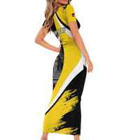 Custom Antigua and Barbuda Football Short Sleeve Bodycon Dress Go Benna Boys Sporty Deer Mascot