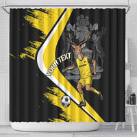 Custom Antigua and Barbuda Football Shower Curtain Go Benna Boys Sporty Deer Mascot