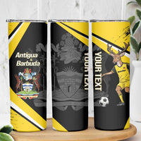 Custom Antigua and Barbuda Football Skinny Tumbler Go Benna Boys Sporty Deer Mascot