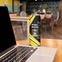 Custom Antigua and Barbuda Football Skinny Tumbler Go Benna Boys Sporty Deer Mascot