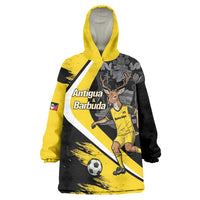 Custom Antigua and Barbuda Football Wearable Blanket Hoodie Go Benna Boys Sporty Deer Mascot