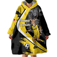 Custom Antigua and Barbuda Football Wearable Blanket Hoodie Go Benna Boys Sporty Deer Mascot