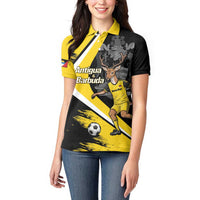 Custom Antigua and Barbuda Football Women Polo Shirt Go Benna Boys Sporty Deer Mascot