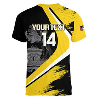 Custom Antigua and Barbuda Football Women V-Neck T-Shirt Go Benna Boys Sporty Deer Mascot