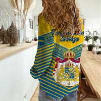 Sweden Women Casual Shirt Swedish Independence Day Scandinavia Pattern - Wonder Print Shop