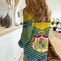 Personalised Sweden Women Casual Shirt Swedish Independence Day Scandinavia Pattern - Wonder Print Shop