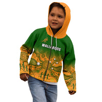 Personalised Australia Rugby Kid Hoodie Go Wallaroos Pacific Indigenous Version 2023 - Wonder Print Shop