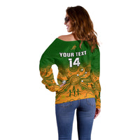 Personalised Australia Rugby Off Shoulder Sweater Go Wallaroos Pacific Indigenous Version 2023 - Wonder Print Shop