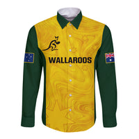 Personalised Australia Rugby Long Sleeve Button Shirt Go Wallaroos Pacific Simple Version 2023 - Wonder Print Shop