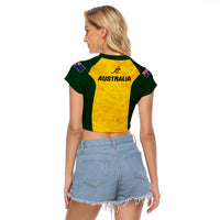 Australia Rugby Raglan Cropped T Shirt Go Wallaroos Pacific Simple Version 2023 - Wonder Print Shop