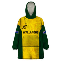 Australia Rugby Wearable Blanket Hoodie Go Wallaroos Pacific Simple Version 2023 - Wonder Print Shop