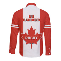 Canada Rugby Long Sleeve Button Shirt Go Canucks Maple Leaf Pacific 2023 - Wonder Print Shop