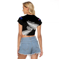 Aotearoa Rugby Raglan Cropped T Shirt Go Black Fern Pacific NZ Maori 2023 - Wonder Print Shop