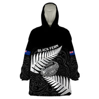 Aotearoa Rugby Wearable Blanket Hoodie Go Black Fern Pacific NZ Maori 2023 - Wonder Print Shop