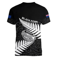 Aotearoa Rugby Women V Neck T Shirt Go Black Fern Pacific NZ Maori 2023 - Wonder Print Shop